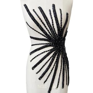 Handmade Rhinestones Beads Patches Trim Bodice apploique for Graduation Dress Evening Party Dress DIY Accessories 13.7X22inches (Black) Handmade Rhinestones Beads Patches Trim Bodice apploique for Graduation Dress Evening Party Dress DIY Accessories 13.7X22inches (Black)