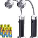 Barbecue Grill Light Grilling Accessories, Valentines Day Gifts for Him Men Dad Boyfriend Husband, Outdoor BBQ Magnetic LED Lights Flexible Gooseneck Weather Resistant Batteries Included 2 Pack (Black)