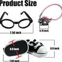 2 x Doll Accessories Set for Labubu Included Mini Glasses, Camera and Mini Shoes, Dress Up Accessories for 17cm, Mini Costume Supplies (Black)