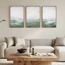 Vaskuro Large Framed Art, Modern Abstract Picture, Sage Green Decor, 3 Pcs, 24"L x 16"W X 3