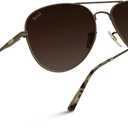WearMe Pro - Polarized Pilot Style Classic Aviator Sunglasses (Brown Frame / Gradient Brown Lens)