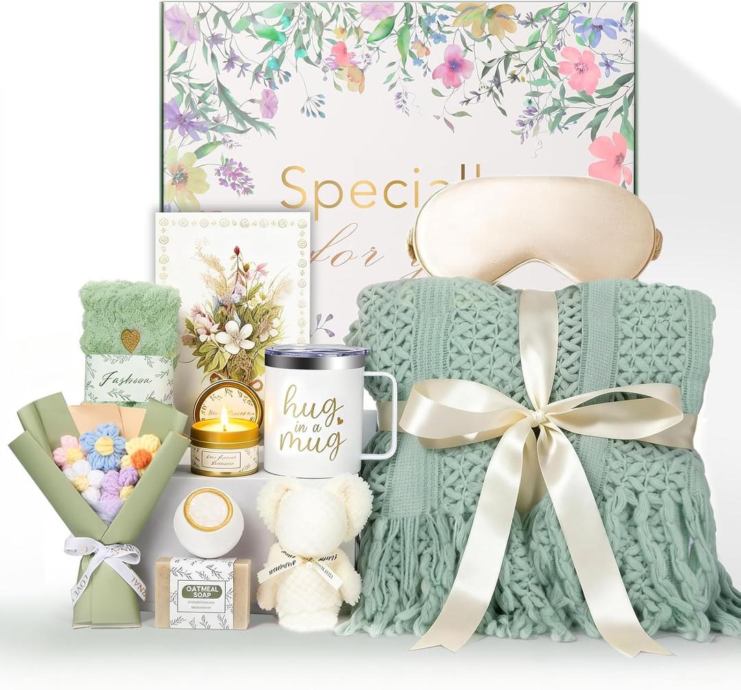 Self Care Gifts for Women, Spa Care Package, Mother's Day and Easter Gifts Surgery Inspirational Thinking of You Sympathy Gift, for Mom Sister Wife, Get Well Soon & Birthday Present (Sage Green)