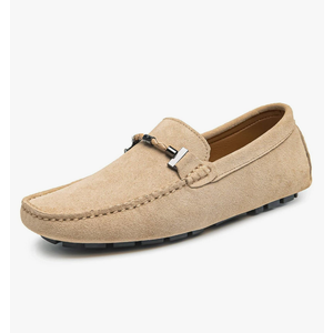 Go Tour Men's Penny Loafers Moccasin Driving Shoes Slip On Flats Boat Shoes Size 9.5/43 Beige
