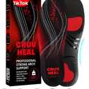 CRUVHEAL 220+ lbs Plantar Fasciitis High Arch Support Insoles Men Women - Orthotic Shoe Inserts - Boot Work Shoe Insole (S, Black)