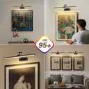 Joossnwell Battery Operated Picture Lights with Remote Wireless Art Lighting for Wall 23.62 Inch Rechargeable Painting Light Black Frame Light Dimmable 3CCT Gallery Light for Library Portrait