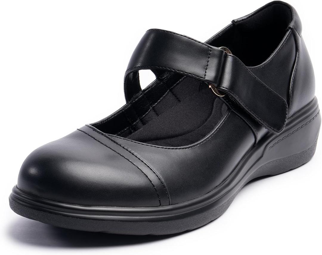 Cusolemore Women's Mary Jane Shoes with Arch Support, Closed Round Toe Mary Jane Flats for Women, Black Flats, Comfortable Dress Shoes for Work Office Casual Walking Size 8