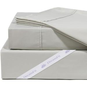 DreamFit DreamComfort 100% Natural Long Staple Cotton Sheet Set for Adjustable Bed with Elastic Corner Bands with Extra Deep Pocket up to 20 in Crafted in USA Split Head King Sheet Set Sage