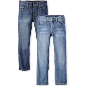 The Children's Place Boys' Straight Leg Jeans (18, Carbon Blue/Dark Jupiter 2-pack)