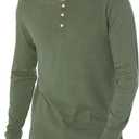 Velvet by Graham & Spencer Velvet Men's Gabe Long Sleeve Henley (X-Large, Palm)