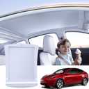 Electric Sunshade Roof for Tesla Model Y, Retractable Sunshade Roof Heat Insulation Roof for Tesla Model Y 2019~2024, 5 Layer 99.9% UV Protection, Tesla Interior Gray Hidden Wires [Single Switch]