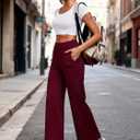 CADMUS Wide Leg Pants for Women Yoga Work Pants with Pockets High Waist Lounge Sweatpants Dress Pants 29",Wine Red,L