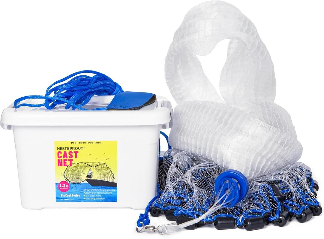 1.3 lbs/ft Fishing Cast Net with Eco-Friendly Lead Weights, ProCast Series, 6-ft radius