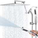 All Metal 10 Inch Rain Shower Head with Handheld Built-in Power Wash Mode, High Pressure Waterfall Rainfall Square Shower Heads with 16" Adjustable Extension Arm, Dual Showerhead(Chrome)