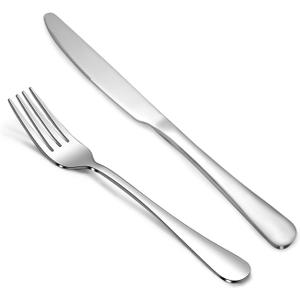 SANTUO 24 Piece Silverware Set with 12 Dinner Knives and 12 Dinner Forks,Flatware Set with Top Food Grade Stainless Steel,Tableware Cutlery Set For Home Restaurant Hotel, Mirror Finish, Dishwasher Safe