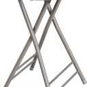 Lavish Home Folding Stool - Backless 24-Inch Stool with 225lb Capacity for Kitchen or Rec Room - Portable Indoor Counter Bar Stools (Gray)