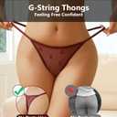 J-pone G-String Thongs for Women T-back Lace Hollow Out Low Waist Thongs Breathable Cheeky Sexy Underwear Panties 5Pack (L)