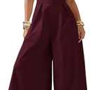SOLY HUX Women's Zipper Front Wide Leg Jumpsuit Summer Mock Neck Sleeveless Elegant Romper (Medium, Pure Burgundy)