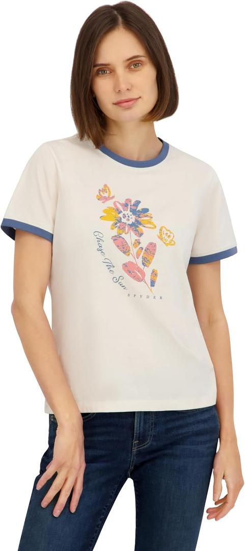 Spyder Women's Floral Chase The Sun Graphic Short Sleeve Tee T-Shirt (M)