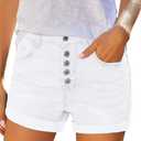 Angerella Denim Shorts for Women Mid Rise Ripped Jean Shorts Stretchy Folded Hem Hot Short Jeans (Small, #001 White)