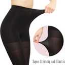 3 x HA WA Black Tights for Women, 2 Pairs Opaque Tights with Control Top Pantyhose (XL)