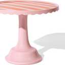 Pink/Red Blue Distressed Stripe Melamine Cake Stand for Celebrations by Emergency Confetti – Tiered Dessert Display at Birthdays, Weddings & All Gatherings – Stylish Presentation In Every Occasions