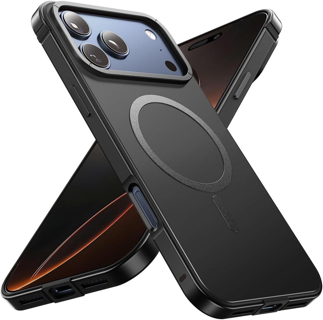 Magnetic for iPhone 17 Pro Max Case, [Metal Frame Grip] Fit for MagSafe [Military-Grade Protection] with Shockproof Anti-Lining Slim Cover for iPhone 17 Pro Max Phone Case,Black