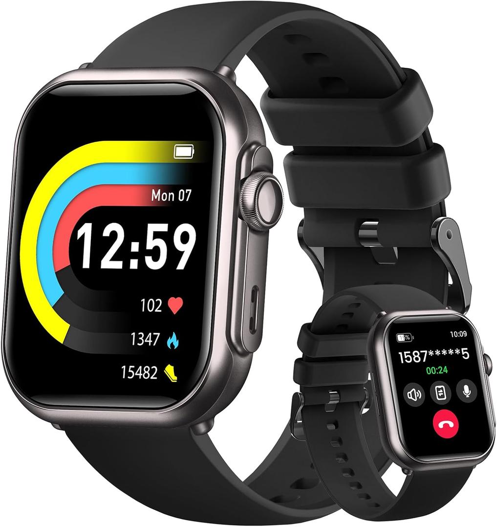 Health Fitness Trackers for Women Men: 100 Day Battery Life Activity Tracker with Answer/Make Call Blood Pressure SpO2 Sleep Heart Rate Monitor 120+ Sports Modes 5ATM Smart Watch for iPhone Black Gift