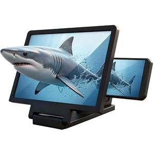 12" Big Screen Phone Magnifier, Upgraded HD Foldable Design Screen Magnifier Version for Movies, Gaming and Videos (Black, Horizontal)