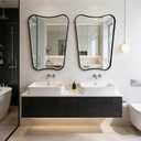 POZINO 36"x24" Irregular Beveled Bathroom Mirror for Over Sink