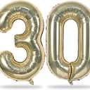 Champagne Gold Number 30 Balloons, 40 Inch Light Gold Foil Number 3 & 0 Balloons for Women, Self Inflating 30th Birthday Balloons for 30 Year Old Men Anniversary Birthday Party Decorations Supplies