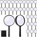 50 Pack Magnifier, Plastic Magnifying Glass Portable Reading Magnifiers for Jewelry Home Office Desk Accessories with Storage Bag, Black