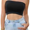 4 Pieces Tube Top Strapless Tops for Women Summer Bandeau Basic Crop Tops Sleeveless Shirt (S)