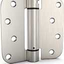 goldenwarm Pack of 2 4 inch Door Hinges Satin Nickel Self-Closing Spring Door Hinges - Heavy-Duty Spring Hinges for Interior and Exterior Doors, 5/8" Radius Corners