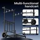 2-in-1 Leaf Bag Holder Cart & Hand Truck Dolly, Heavy Duty Garden Trash Bag Stand with 7" All-Terrain Wheels, 200lbs Capacity, Anti-Loss Clips & Utility Basket for Yard Work, Moving, Camping