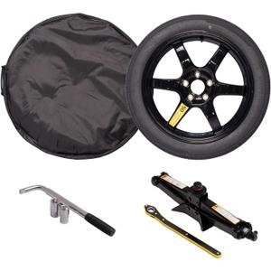 StanceMagic Complete Spare Wheel and Tire Kit for Tesla Model Y - Includes 18x4 Black Rim, 155/85R18 Spare Tire (28.5" Diameter), Scissor Jack, Lug Wrench, Sockets, Carrying Bag