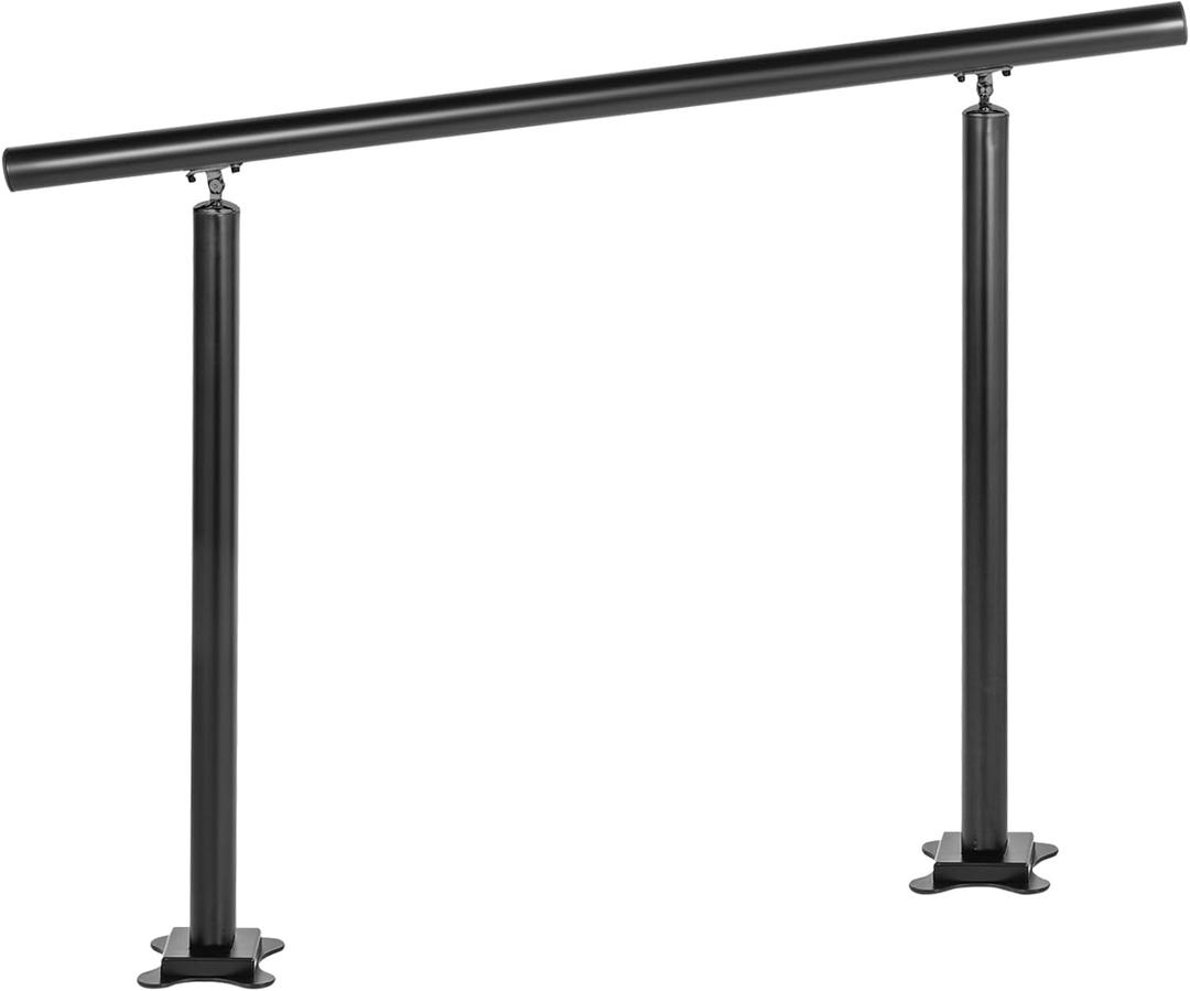 Outdoor 1-2 Step Handrail, DIY 304 Stainless Steel Transitional Hand Rails with Installation Kit,Silver Porch Stair Railing for Concrete Brick or Wooden Steps, 26x36, Black