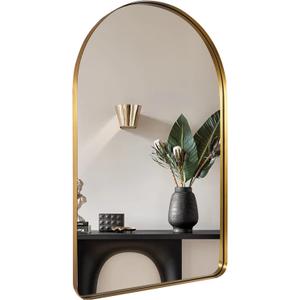 ANDY STAR 30x40 Inch Gold Bathroom Mirror, Arch Top Design Stainless Steel Mteal Frame, Brass Arch Mirrors for Wall Ideal for Bathroom, Entry, Living Room