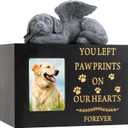Pet Urns for Dog with Dog Angel, Wooden Pet Memorial Urns with Photo Frame, Pet Cremation Urns Keepsake Memory Box with Black Flannel as Lining, Loss Pet Memorial Remembrance Gift