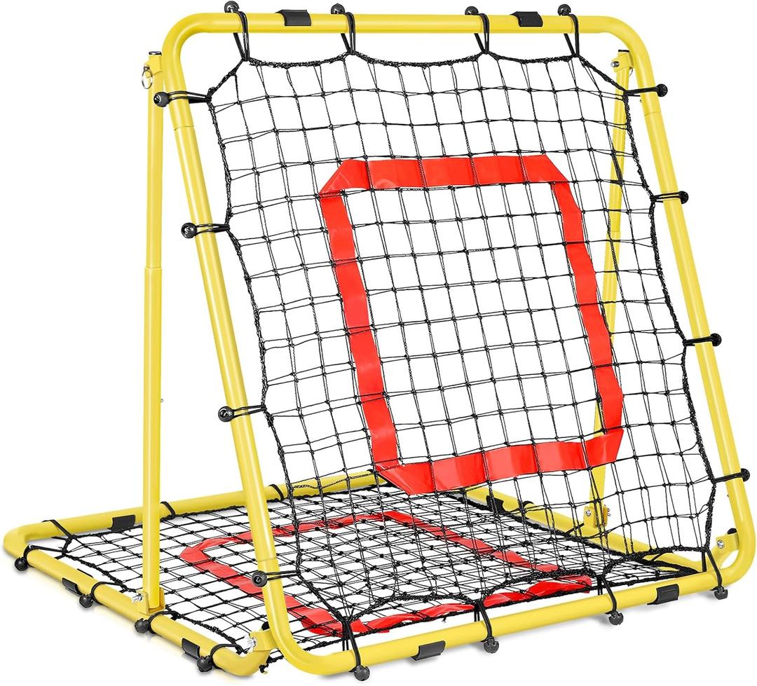 Baseball and Softball Rebounder Net,Baseball Rebounder,Volleyball Rebounder,Pitch Back Net,Multi-Sport Training Rebound Screen,with Pitching Target,Easy Adjustable Angles (33.5x33.5 IN)
