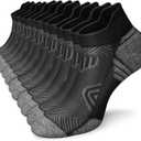 Cushioned Cotton Ankle Compression Socks for Men Women 6 Pairs Wicking Low Cut Arch Support Plantar Fasciitis Socks (Small-Medium, 01 - 6 Black)