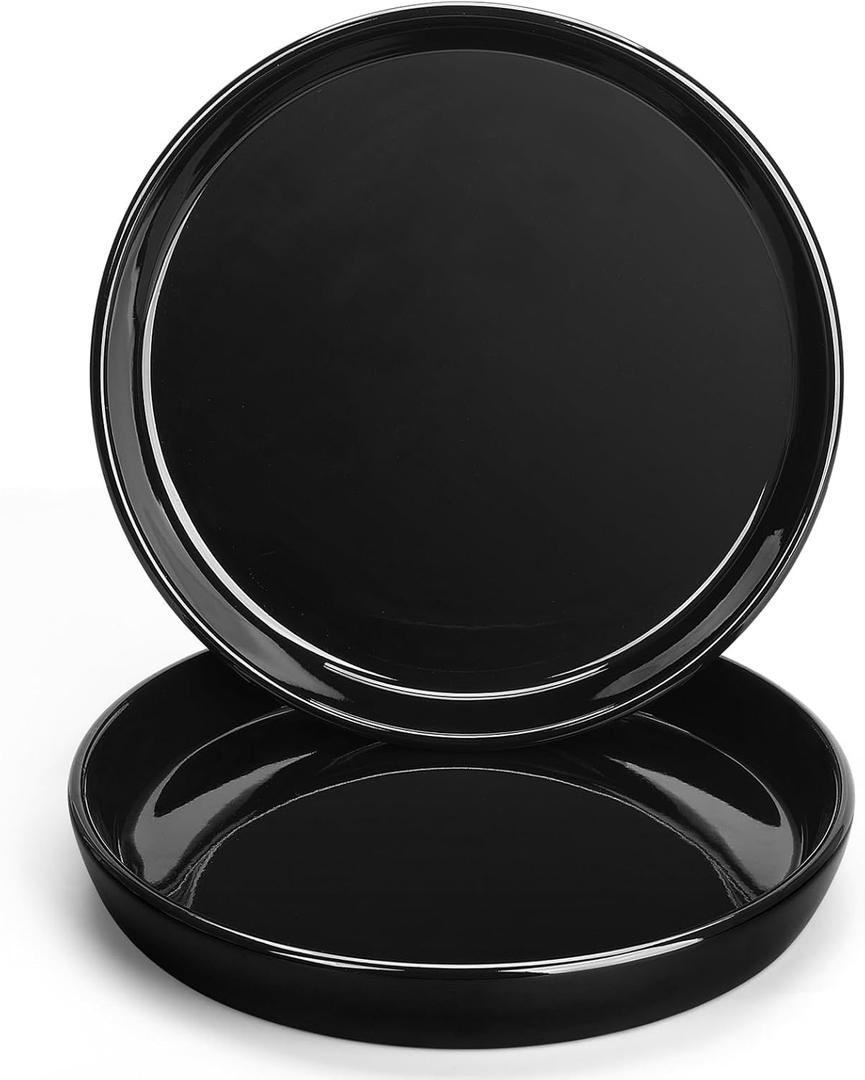 2 Pack Ceramic Plant Saucer 7 Inch Plant Tray, Durable Sturdy Flower Pot Drip Trays for Indoor and Outdoor