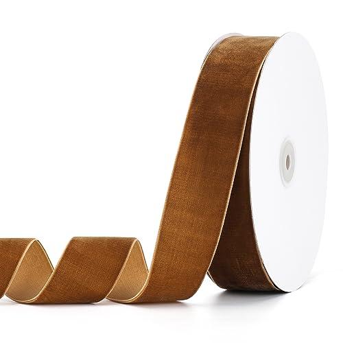Pieaary Brown Velvet Ribbon 2" x 20Yd,Great for Gift Wrapping,Hair Bows Making, Wreaths,Wedding and Christmas Party Decoration (Brown 2")