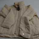 Muchpow Women's Lightweight Down Coat Long Sleeve Full Zipper Oversized Packable Short Puffer Jackets (Medium, Beige)