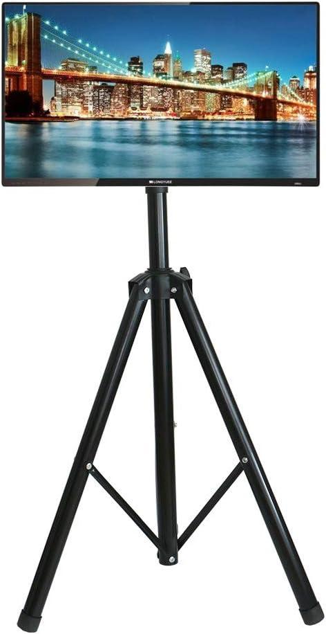 YFLY Black Tripod TV Display Portable Floor Stand Height Adjustable Mount for 32" to 55" Flat Screens