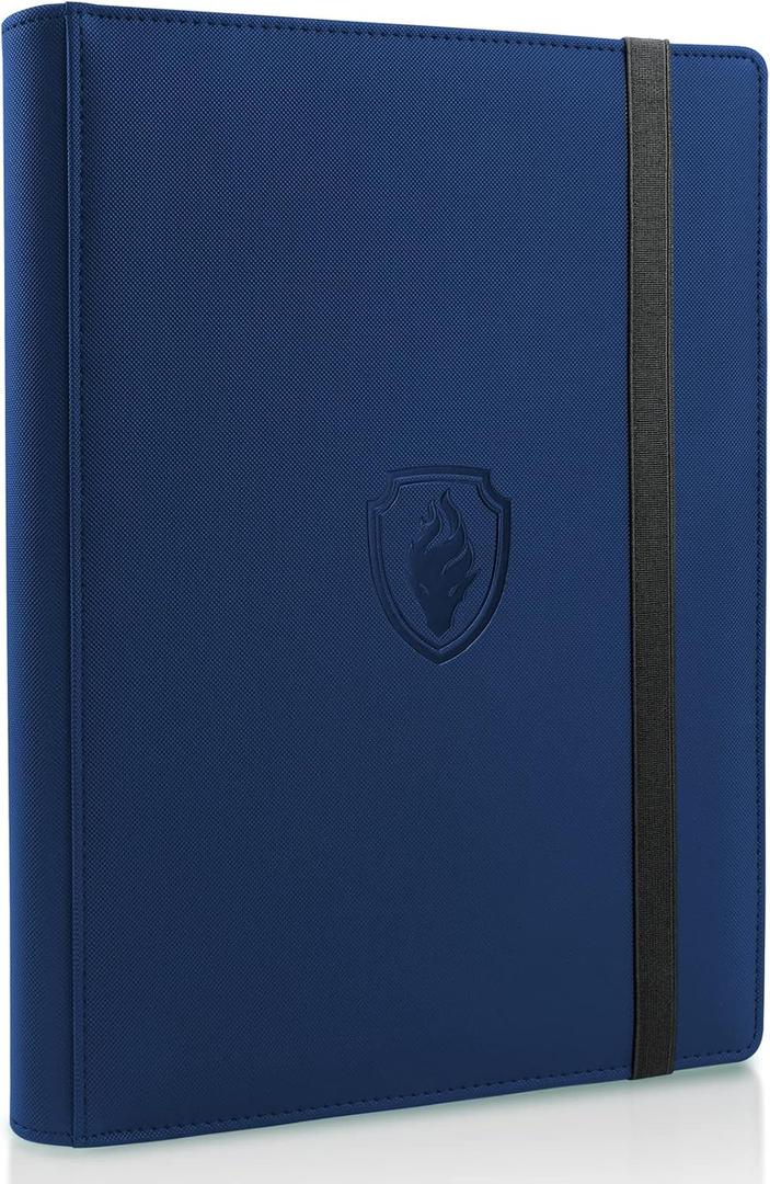 Trading Card Binder 9 Pocket, Fabmaker PU Cover Card Collection Binder for 360 Cards, Premium Card Album, Sturdy Card Holder Folders for YuGiOh, MTG, TCG, Game Cards & Sports Cards, Navy Blue