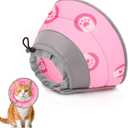 Cat Cone Collar Soft Elizabethan Collar for Surgery Recovery - Adjustable for Small and Large Cats Kittens to Stop Licking, Pink, M (Neck 7"-9")