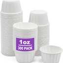 CAMKYDE 300 pcs Ketchup Cups Small Paper Cup 1 oz, Leak-Proof Food Safe Disposable Condiment Cups Sample Medicine Cup (Pack of 300)