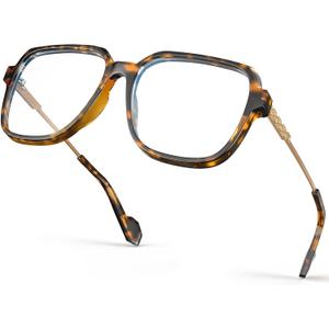 VISOONE Oversized Blue Light Blocking Glasses with Chic Square TR90 Frame and Metal Temple for Women Men REMY (Coco Tortoise)
