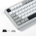 Womier Shine Through Keycaps, PBT Keycaps 60 65 75 100 Percent Cherry Profile Custom Key caps Set for Cherry Gateron MX Switches Mechanical Keyboard-Grey Creamy