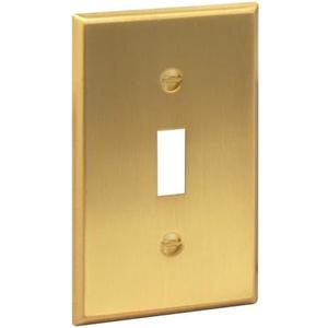 Rio Salto BRASS Signature Collection Brushed Brass Gold Metal Outlet Cover, Decorative Light Switch Cover Plate Wall Plate, Premium, Toggle Flip Switch 1-Gang, 2.75" X 4.50" Standard Size